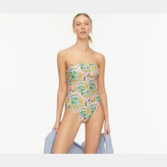 J Crew Womens One Piece Swimsuit in Mini Floral Walk Size 4 - Picture 2 of 6
